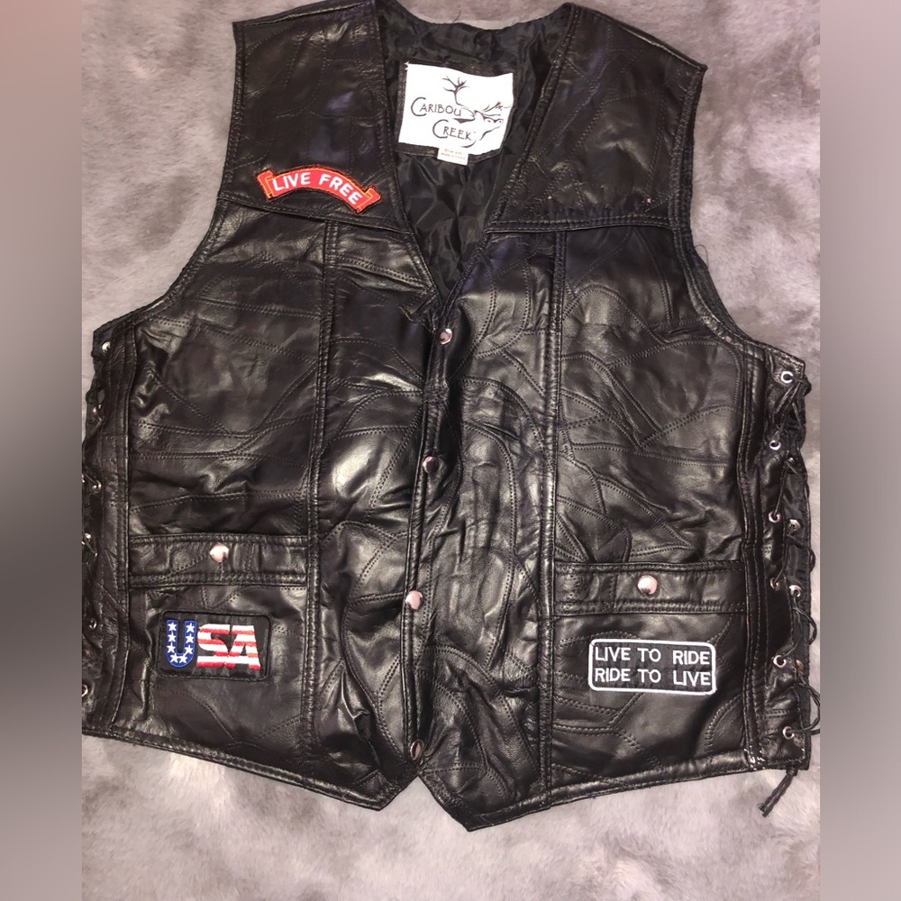 Caribou Creek men’s patchwork leather vest . Size XXL